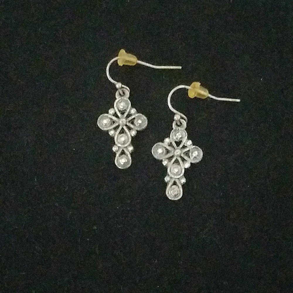 Pair of silver Cross earrings